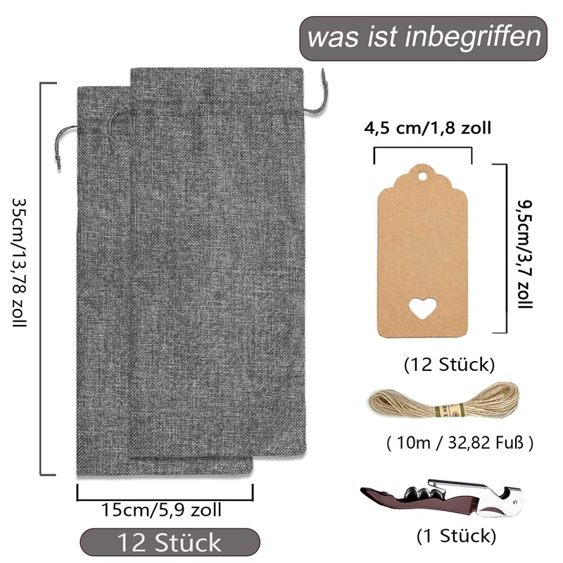 Penubuy Premium Hessian Wine Bag, gray, Pack sack