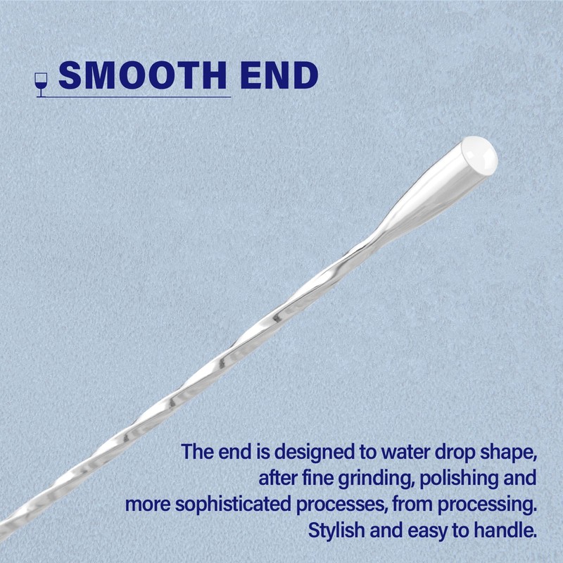 Briout 6 Pieces Bar Spoon, 12 Inches Long Handle Drink