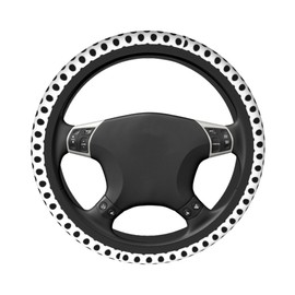 UESEU Steering Wheel Cover for Women Men Black Polka Dot White Neoprene Steering Wheel Protector Universal Fit Most Car Sedans SUVs - 15 Inch