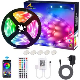JA® 5M RGB LED Strip 150 LED 5050 SMD LED Strip with 12V DC power supply + 44 Keys Remote Control + Receiver + Instructions. (RGB)