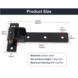 13'' Heavy Duty Strap Gate Hinges 900 LBS,180° or 90° Smooth Open Hinge