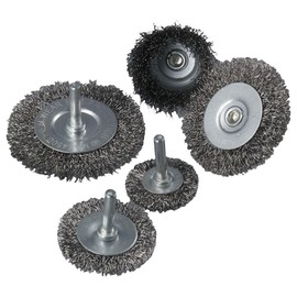 Fudeshe Stainless Steel Wire Brush 6pcs 0.012 Inch Coarse Stripping Crimped Matel Burnishing Tool Drill Attachment Abrasive Brushes for Drill 1/4 Inch Arbor