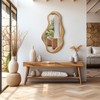 LuxenHome Flow Wood Frame Oval Wall Mirror