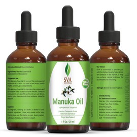 SVA Organics Manuka Oil 1 Oz 100% Pure Natural Undiluted Premium Therapeutic Grade Oil for Skin, Face, Face, Nails, Body Care & Aromatherapy