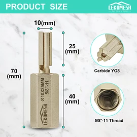 LEKOMESH Carbide Brick Mortar Cutter - 10mm (3/8 Inch) Masonry and Mortar Rake/Router for Mortar Masonry Brick Removal, Mortar Raking Bit with 5/8-11 Thread