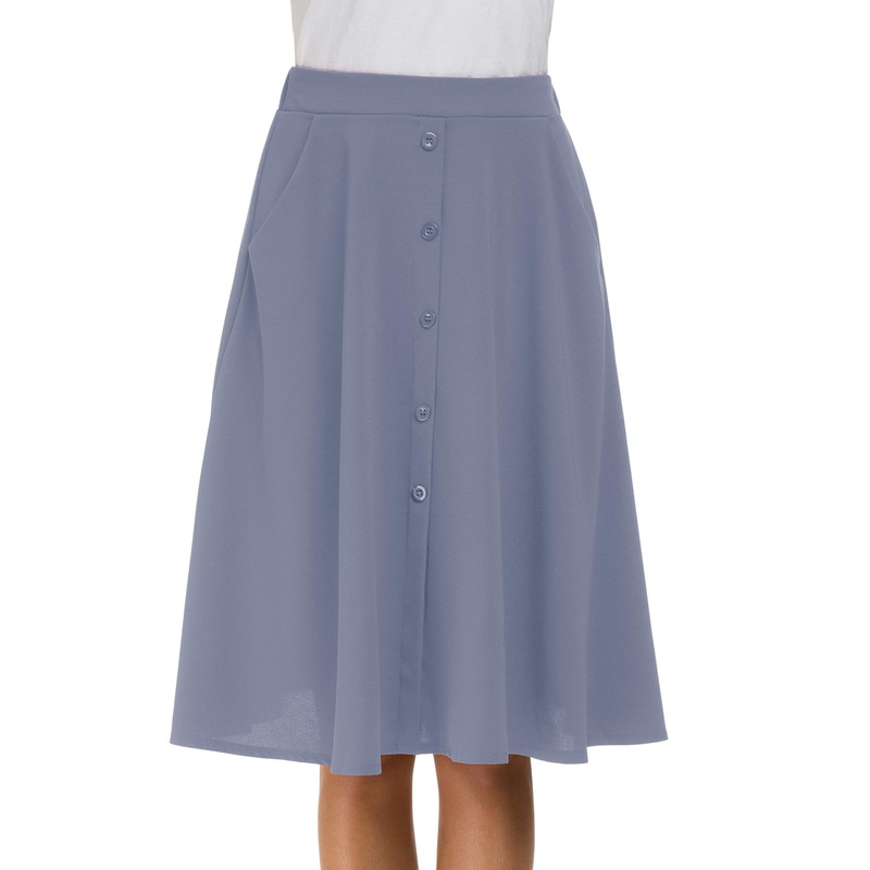 Afibi - Falda midi plisada de cintura alta para mujer,