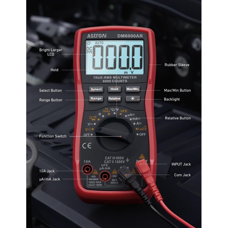 AstroAI Digital Multimeter TRMS 6000 Counts Volt Meter Ohmmeter Auto-Ranging