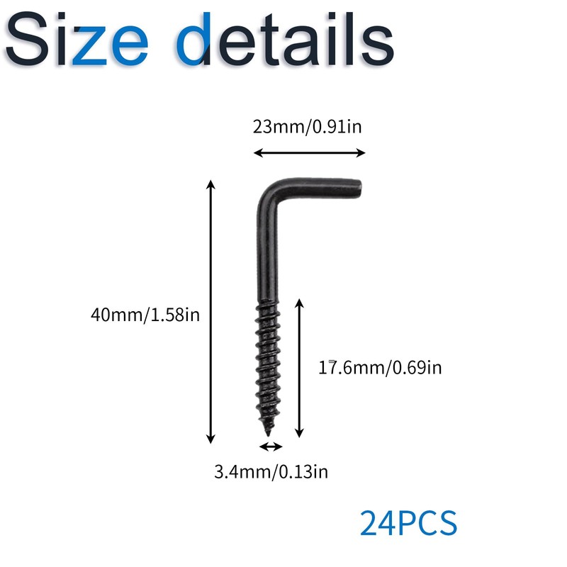 INCREWAY 24 Pcs L Hook Screws L-Shaped Hooks Self Tapping