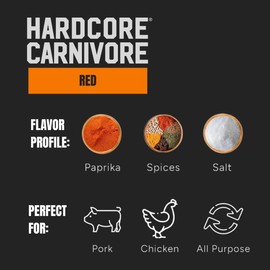 Hardcore Carnivore Red: All Purpose Seasoning (11 oz Shaker) Texas-Made, for Pork, Chicken, BBQ, Grilling and Smoking