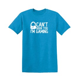 Can't Hear You I'm Gaming Headset Funny T Shirt 3XL Heather Sapphire