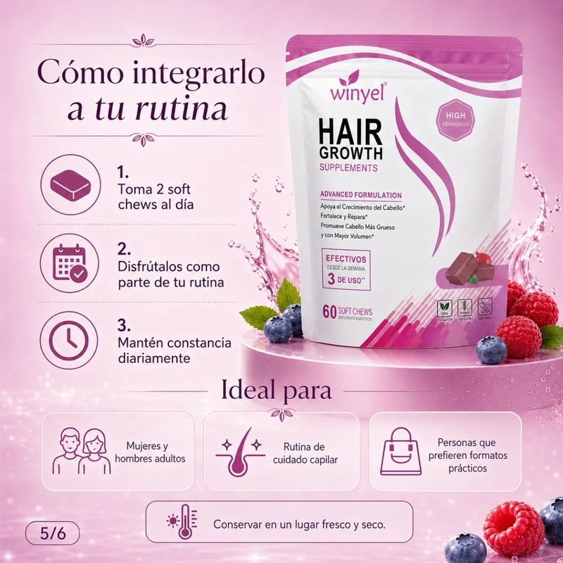 Biotina Colágeno 60 Soft Chews Fórmula Completa Uso Diario