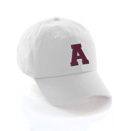 I&W Hatgear Customized Letter Intial Baseball Hat A to Z Team Colors, White Cap Blue Red Letter A