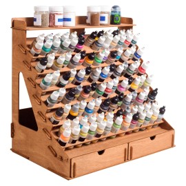 Plydolex Paint Organizer for 105 Paint Bottles and 14 Brushes - Paint Holder with 6 Mi