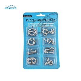 KOMUKE Metal Wire Puzzle Set by Komuke, Brain Teaser IQ Test, Magic Trick Toy for Party Favor Kids Adults Challenge - style: 8 Pcs Set（blue）