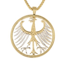 Germany Pendant & Necklace, German Five Marks Coin Hand Cut