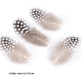 ENLACE Pack of 100 Guinea Fowl Feathers, Feathers for Crafts, 4.5-10 cm, Natural Speckled Feathers, Craft Feathers for DIY Earrings, Wedding, Dream Catcher, Headdress Feathers, Natural Colour