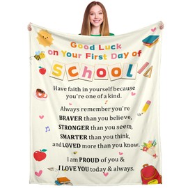 Back to School Supplies for Kids, Back to School Throw Blanket, First Day of Sch-ool Gifts, Dorm Room Essentials for Guys, First Day of High Sch-ool Gift for Girls Boys, Going to College 40"*50"
