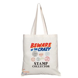 Coralgraph Inc TB1043 Beware of the Crazy Stamp Collector Novelty Present Gift Printed Eco-Friendly Stylish Long Handled Tote Shoulder Bag