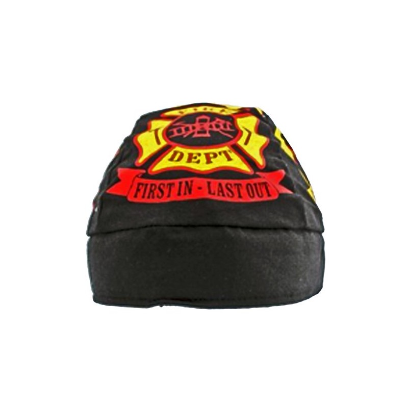 Fire Fighter Fireman Doo Rag Black Headwrap First In Last