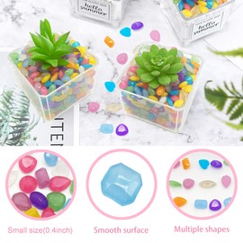 300pc 0.4-0.6" Glowing Rocks for Garden Decoration Glow in The Dark Pebbles Glowing Stones Luminous Pebbles for Walkway Pathway Aquarium Decor,Color