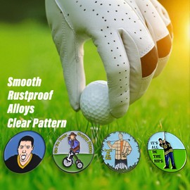 Viiotu Golf Ball Marker Set - 4 Unique Metal Golf Markers with Stylish Storage Pouch, Perfect Golf Accessories for Enthusiasts (Funny Designs Included) (Style 2, Alloy Steel)