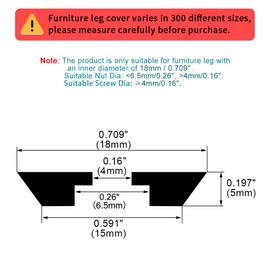 sourcing map Pack of 18 Chair Leg Caps Felt Gliders Rubber Feet Bumper Cabinet Leg Rest with Metal Disc Diameter 18 x 15 x H 5 mm