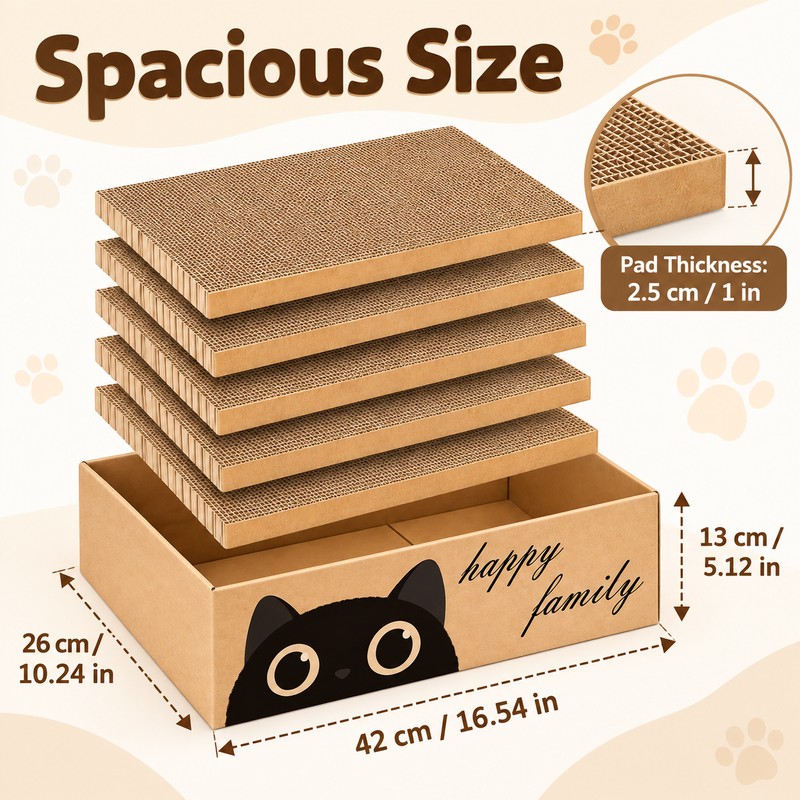 Cardboard Cat Scratcher Bed for Indoor Cats – Durable 5-Layer