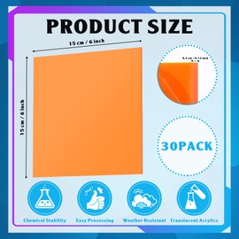 Geetery 30 Pcs Colored Acrylic Sheets, 6 x 6 x 1/8 Inch Thick Translucent Cast Acrylic Sheet,Plastic Boards for Back to School DIY Project Picture Frame,Art Crafts Laser Cutting Engraving, 15 Colors