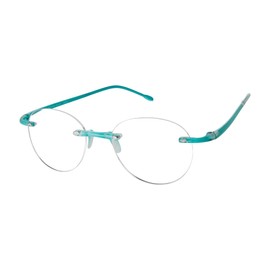 Scojo New York Gels Round Reading Glasses, Handmade Scratch Resistant Readers for Women and Men, Aqua - 2.75x