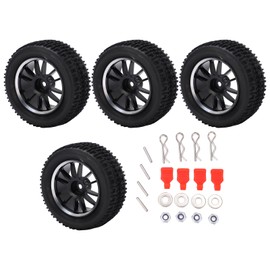 4pcs 75mm Front Rear Rubber Tires and 12 Spoke Wheel Rims Set for Wltoys 144001 1/14 RC Off Road Car