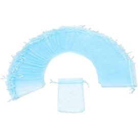 Gcroet Bolsa de Organza con cordón para joyería, Bolsas de Regalo para Fiestas y Bodas, 100 Unidades (7 x 9 cm, Azul)...