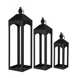 GYKLE Set of 3 Metal Decorative Lanterns Indoor & Outdoor
