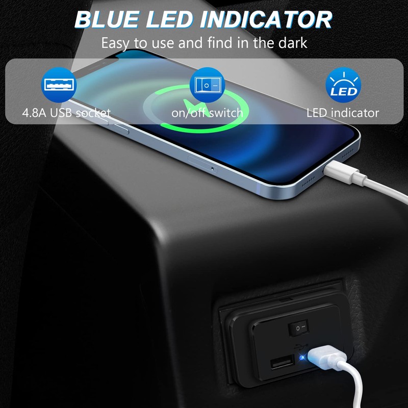 4.8 A Dual USB Car Charger Socket with Switch and