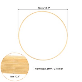 PATIKIL 11.8 Inch Wooden Bamboo Floral Hoop, 2Pack Craft Rings for DIY Wedding Wreath Decor, Dream Catcher and Hanging Crafts