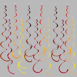 36 Pcs Fall Hanging Swirl Decorations Brown Burgundy Orange Yellow Felt Swirl Streamer Spiral Ceiling Decorations Garland for Autumn Thanksgiving Harvest Birthday Wedding Bridal Shower Party Supplies