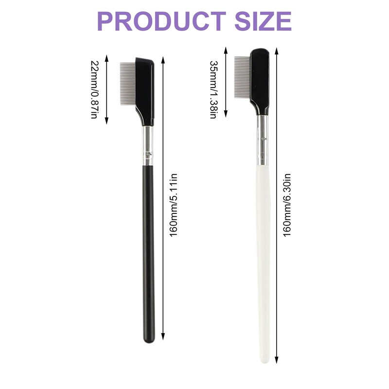 QIYUDA 2 Pack Metal Eyelash Comb Separator, Short Handle Eye