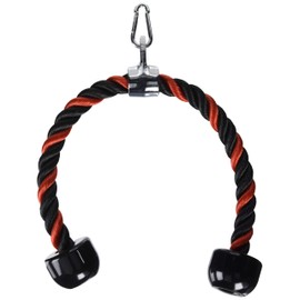 Universal Tricep Rope Pull Down - 28 Inch Heavy Duty Nylon Rope, Easy to Grip & Non Slip Cable Attachment, Ideal for Professional Gyms Too（Black Red）