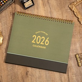 Desk Calendar 2025-2026, 18 Months Calendar from July 2025 to Dec 2026 - Standing Flip 10.5" x 9.9" Desktop Monthly Calendar- Thick Paper Twin-Wire Binding with Stickers for Home or Office (L-Green)