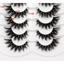Poolunch False Eyelashes Fluffy Cat Eye Look 8D Crossed Wispy Natural Faux Mink Lashes Fake Eyelashes 7 Pairs Pack