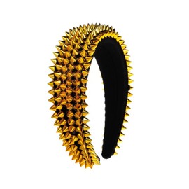 MUQINGWAN For Women and Men Fashion Handmade Metal Nails Punk Rock Headwear, Catwalk classic Willow Nail Sponge Headband (Gold)
