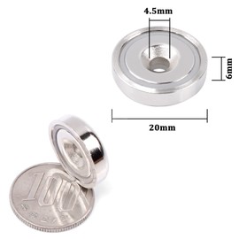 Super Strong Magnets Neodymium Magnets, Stronger Than Ferrite Magnets, Super Strong Magnets with Screws, Kitchen Wall Hanging, Industrial Office, Diameter 0.8 inches (20 mm) - 16 Pieces