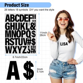 Lucomb 10 Sheets 440 Pieces Iron on Letters, 2 Inch Heat Transfer Vinyl Letters with A-Z PU Alphabets Sticker for Fabric, Clothing T-Shirt Printing DIY Craft