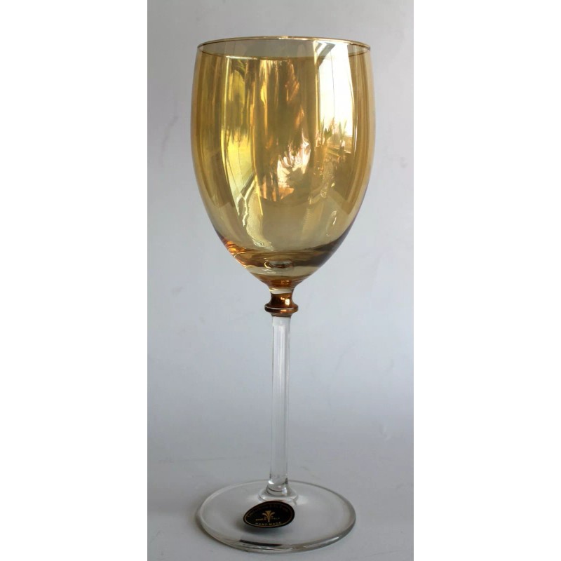 Cristalleria F.lli Fumo ITALY Amber Gold Wine Glass hand made