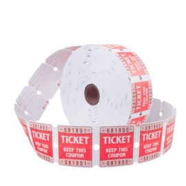 L LIKED Double Raffle Tickets 2000 per Roll 50/50 (Easy Read Red)