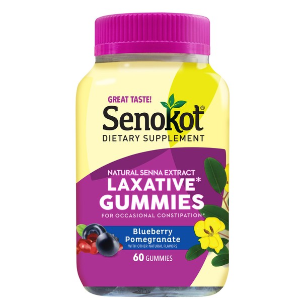 Senokot Dietary Supplement Laxative Gummies, Natural Senna Extract, Gentle, Overnight
