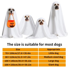 Halloween Dog Costumes with Non Woven Pumpkin Bags,Dog Halloween Costumes White Ghost Clothes Cute Funny Holiday Outfit Party Cape for Halloween Cosplay Party(Medium)