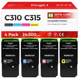 C310 C315 Toner Cartridge Set 4-Pack with chip High-Yield 006R04364 006R04365 006R04366 006R04367 Replacement for Xerox C310 C310DNI Versalink C315 C315DNI Color Printer Ink Black Cyan Magenta Yellow