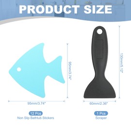 PATIKIL 12 Pcs Non Slip Bathtub Stickers, Anti Slip Shower Stickers with Scraper Bathroom Shower Floor Decals Fish Shape Cute Treads Tubs, Blue