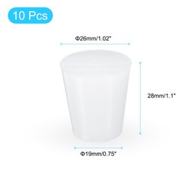 uxcell 10 Pcs White Silicone Solid Rubber Stoppers, Tapered Plugs Lab Seal Tube Stopper Plugs for Drainpipe Sinks Industry and Laboratories, 19mm to 26mm Dia