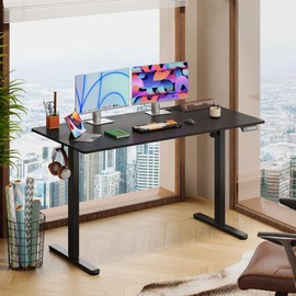 DEVAISE 55 X 28 Inches Electric Standing Desk,Height Adjustable Stand up Desk for Home Office, Ergonomic Sit to Stand Desk with Phone Holder,Black